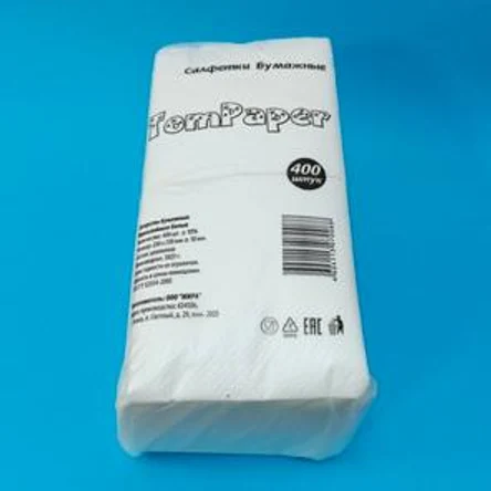 Салфетка TomPaper белая 400 шт.